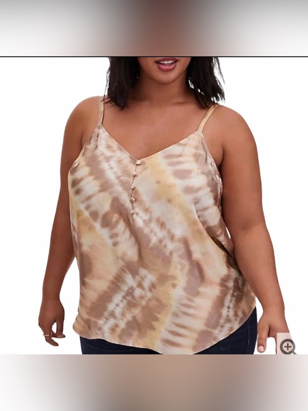 Torrid Woman's Size 6X Brown Tie Dyed Loop- Button Front Strappy Cami Tank Top